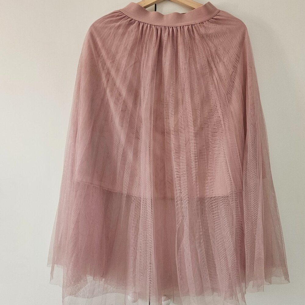 Soft Blush Tulle Skirt with Elastic High Waist (one size)